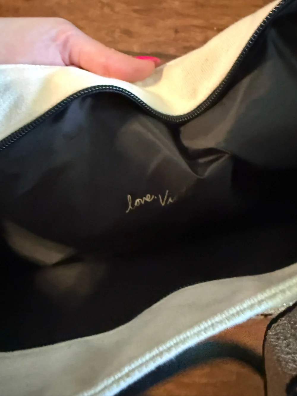 Victoria's Secret Cream and Gold Glitter Tote